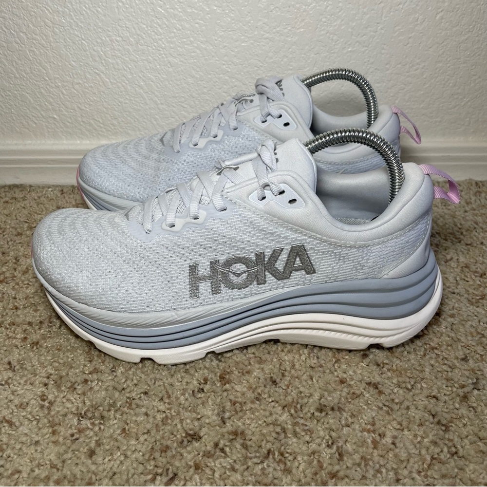Hoka One One Gaviota 5 Women’s Sneakers Size 8D Sea Ice/Pink Running Shoes Wide